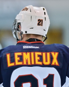 Barrie Colts skilled agitator Brendan Lemieux learnt his skill from NHL father Claude Lemieux (Photo by Terry Wilson / OHL Images)